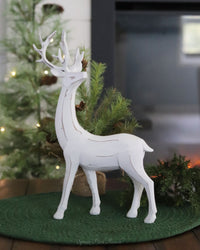 White Distressed Resin Deer