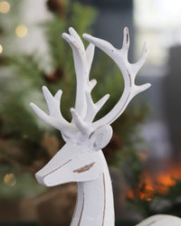 White Distressed Resin Deer