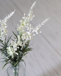 White Lavender Bouquet in Glass Vase With Faux Water