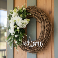 Welcome White Lilac and Dahlia Wreath