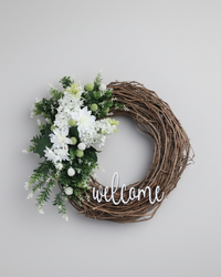 Welcome White Lilac and Dahlia Wreath
