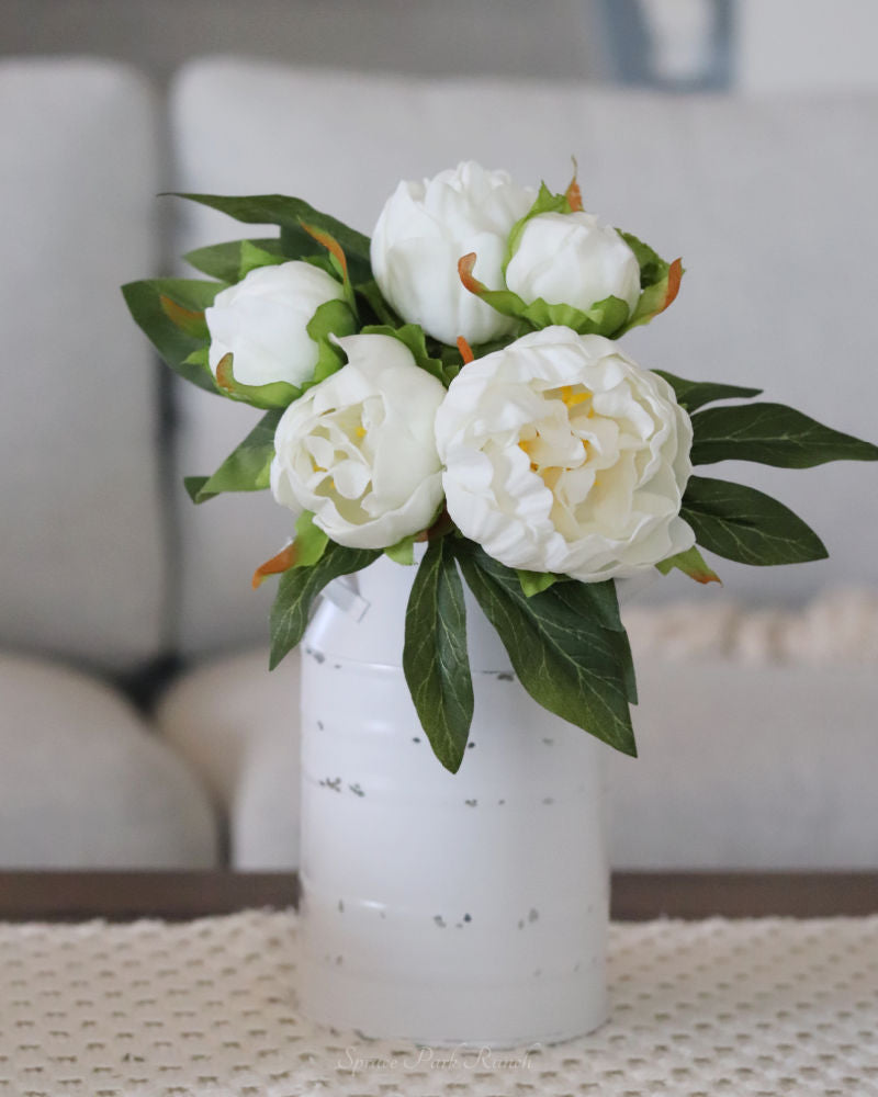 Peony Bundle Real Touch White 11"