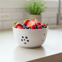 Wheat Design Berry Bowl Speckled White