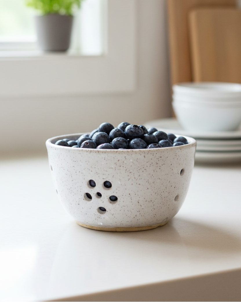 Wheat Design Berry Bowl Speckled White