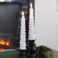 White LED Glitter Christmas Tree Taper Candle