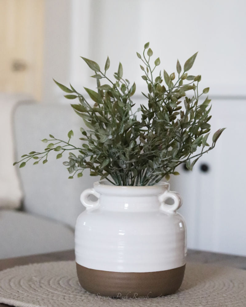 White Ceramic Double Handled Pots