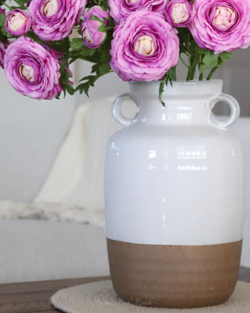 White Ceramic Double Handled Pots