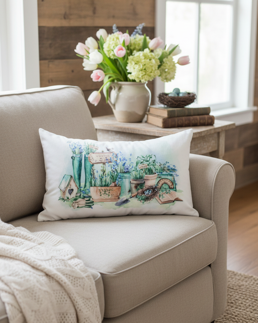 Country Garden Lumbar Pillow