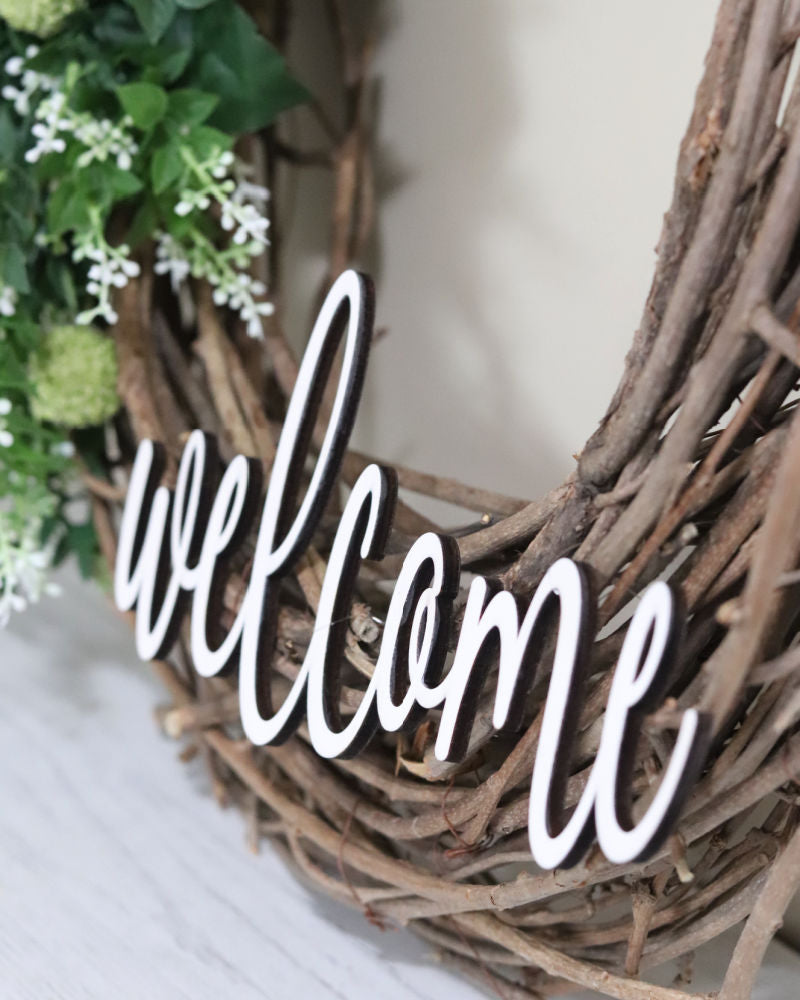 Welcome White Lilac and Dahlia Wreath