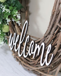 Welcome White Lilac and Dahlia Wreath