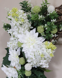 Welcome White Lilac and Dahlia Wreath