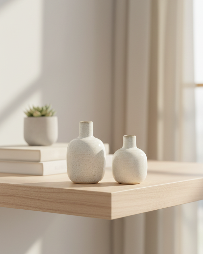 White Narrow Neck Porcelain Vase