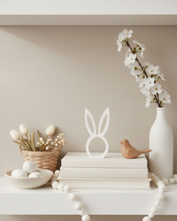 White Wood Bunny Head Cutout Petite