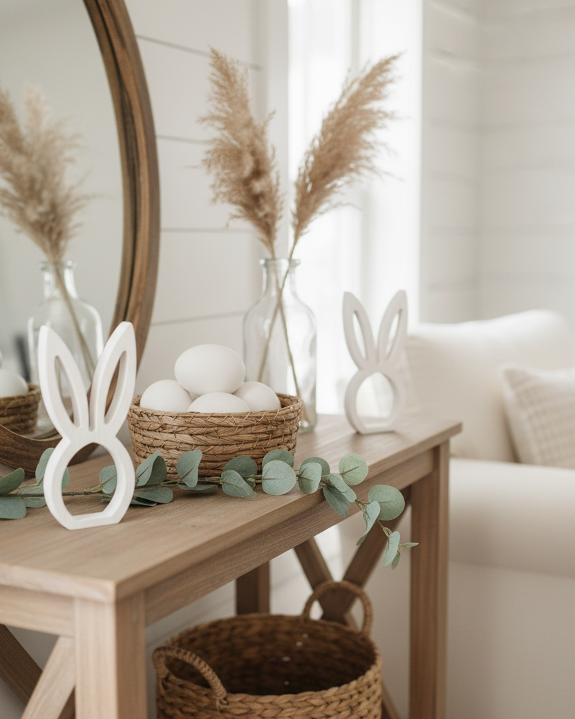 White Wood Bunny Head Cutout Petite
