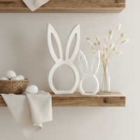 White Wood Bunny Head Cutout Petite
