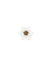 White and Gold Flower Metal Magnet