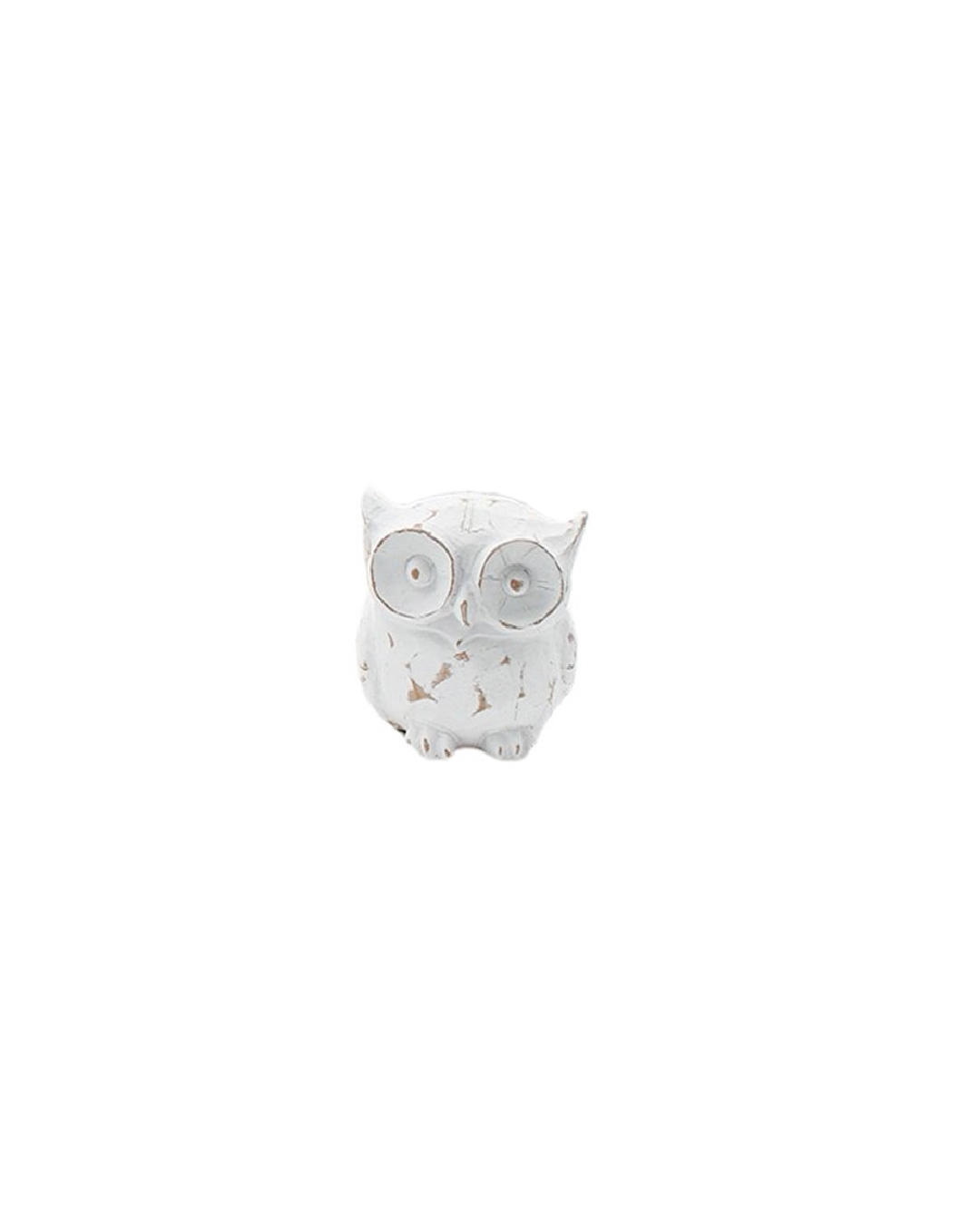 Mini Whitewashed Distressed Resin Owl