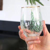 Winter Trees Stemless Wine Glass