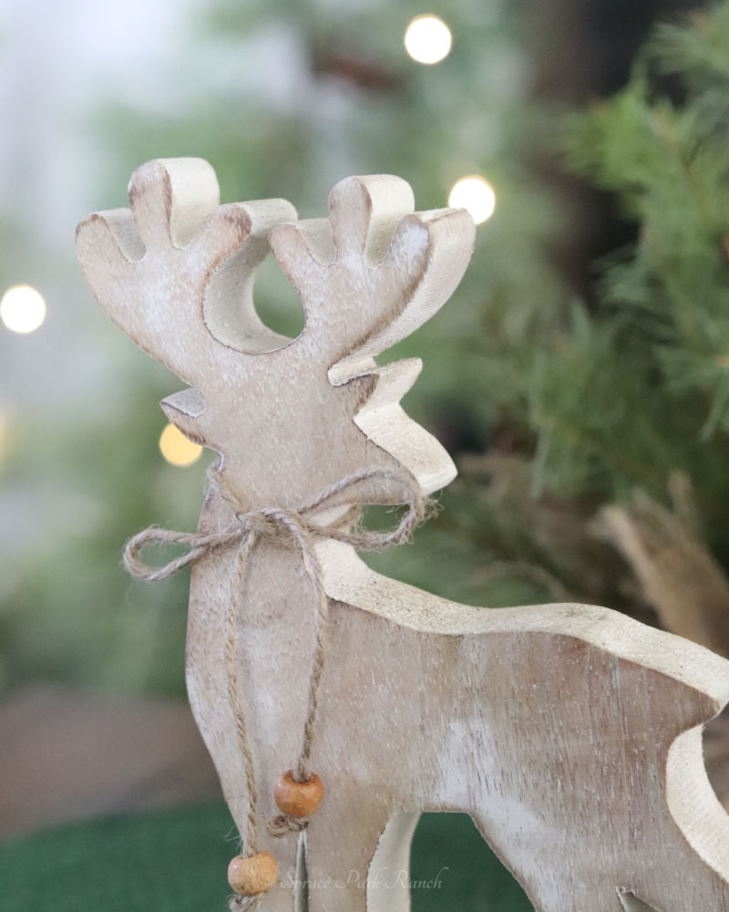 Wood Reindeer on Stand