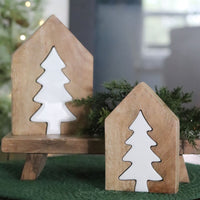 Layered House and Tree Wood Block Set