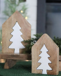 Layered House and Tree Wood Block Set