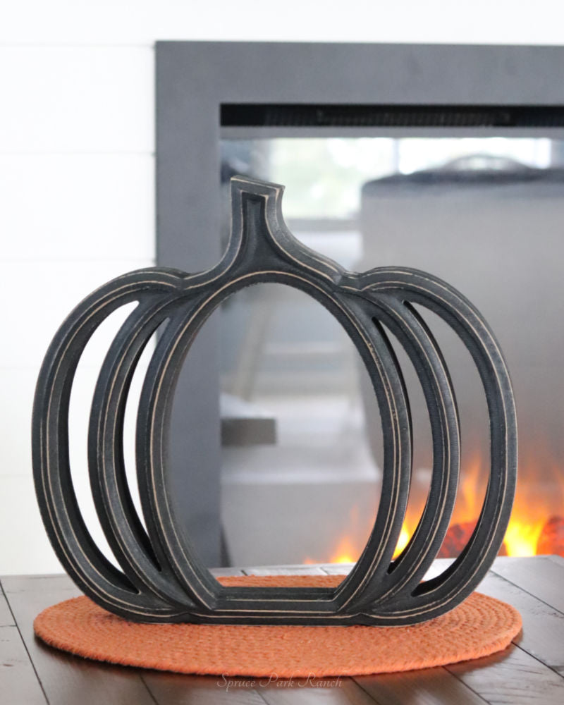 Black Wood Pumpkin Cutout