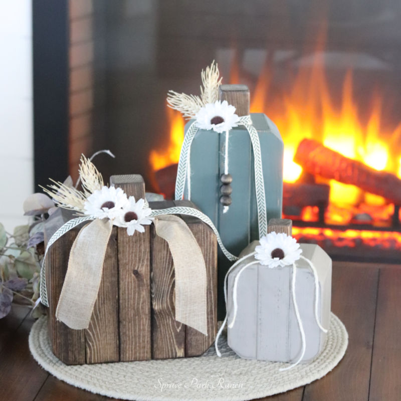 Harvest Wood Pumpkin Set of Three