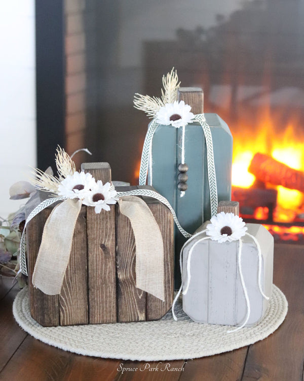 Harvest Wood Pumpkin Set of Three