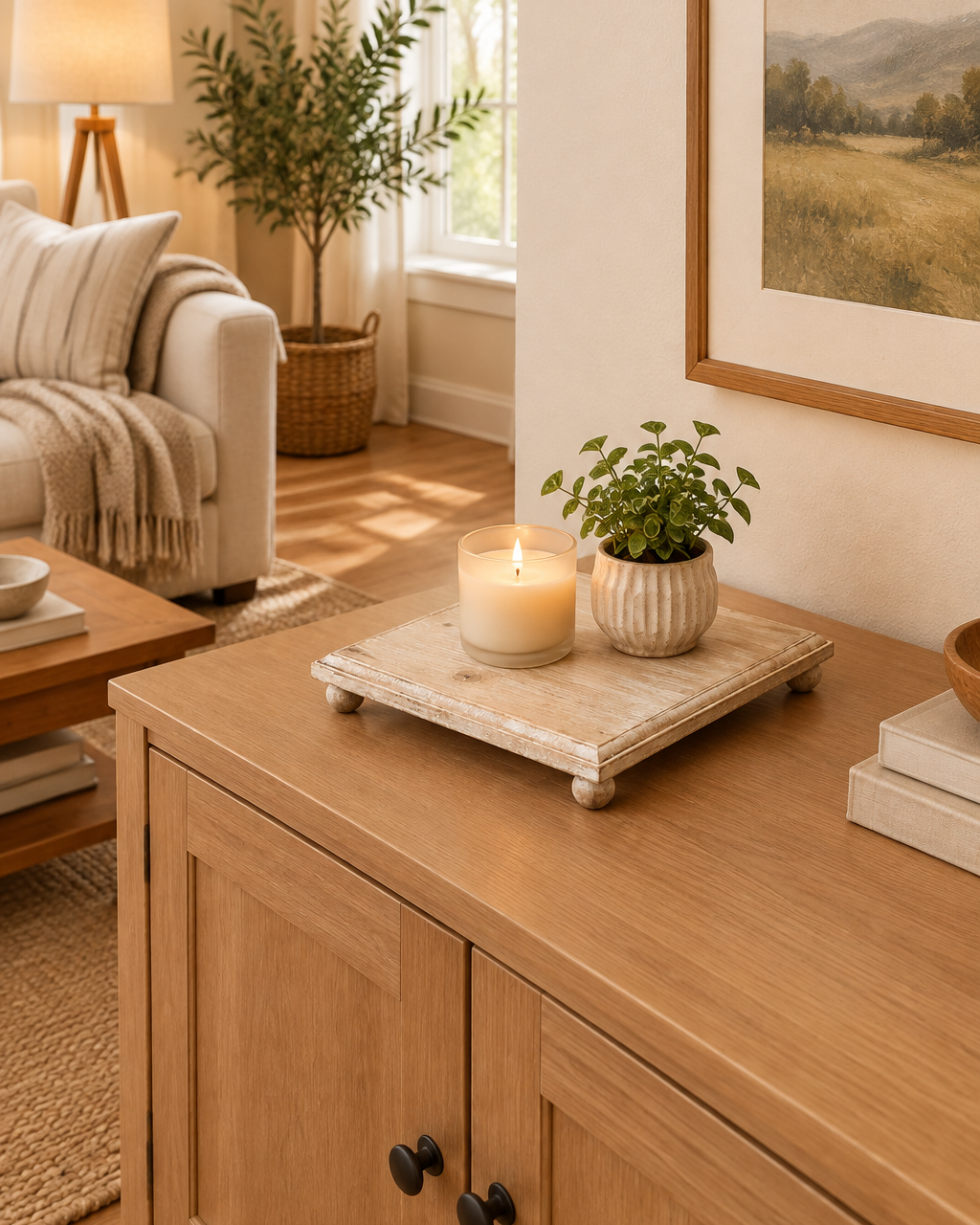 Natural Wood Square Riser
