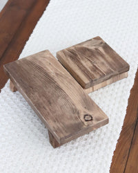 Wood Risers Set of Two Brown Stain