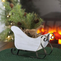 White Distressed Wood and Metal Sleigh