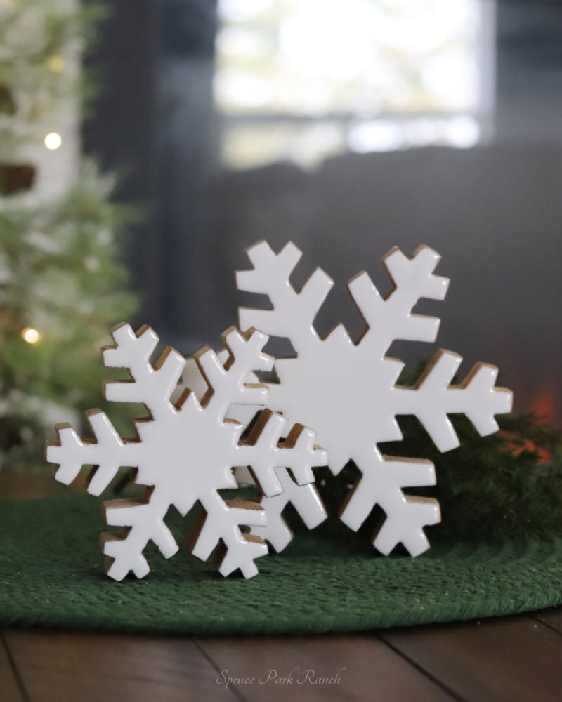 Wood Enamel Snowflake Block