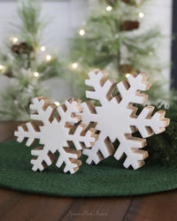 Wood Enamel Snowflake Block