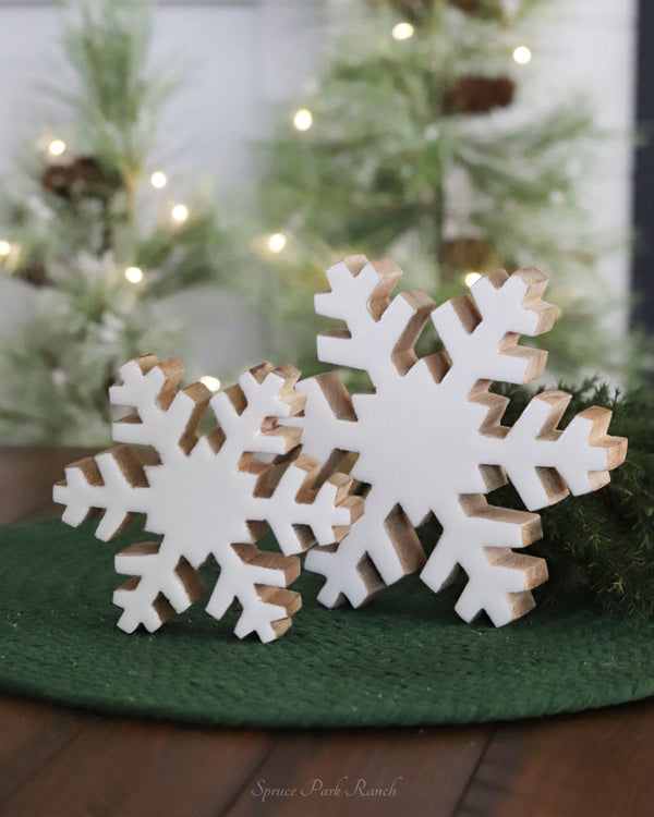 Wood Enamel Snowflake Block
