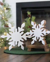 White Enamel Mango Wood Snowflake