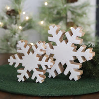 Wood Enamel Snowflake Block