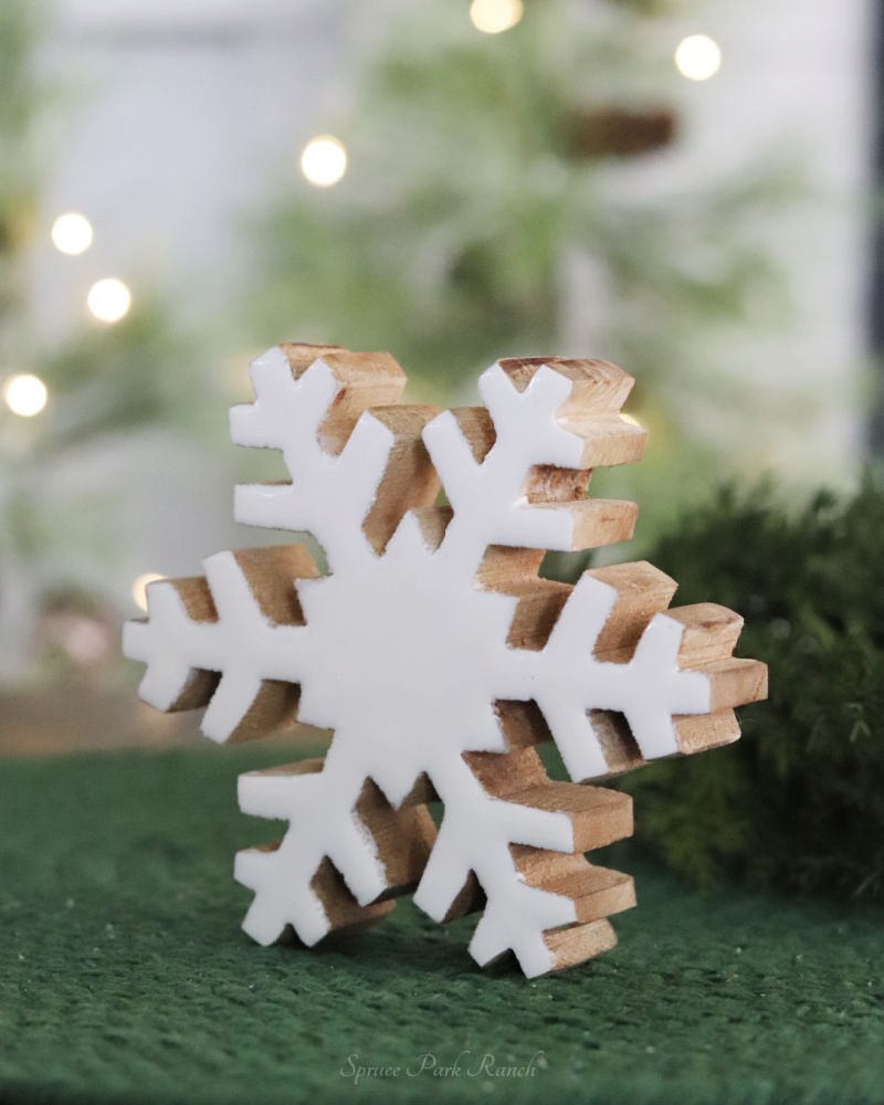 Wood Enamel Snowflake Block