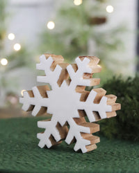 Wood Enamel Snowflake Block