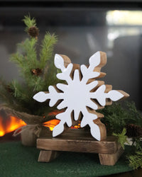White Enamel Mango Wood Snowflake