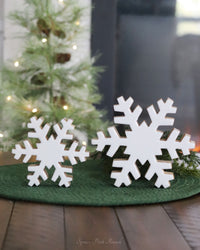 Wood Enamel Snowflake Block