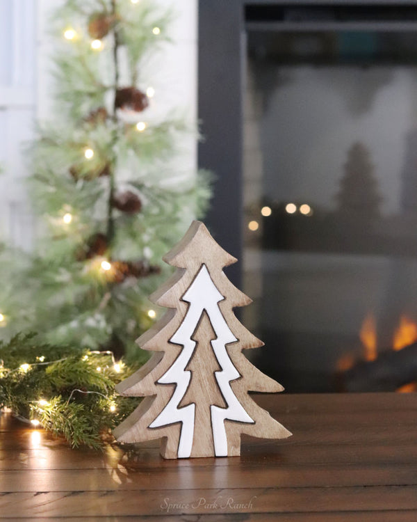 Mango Wood Enamel Layered Tree Cutout