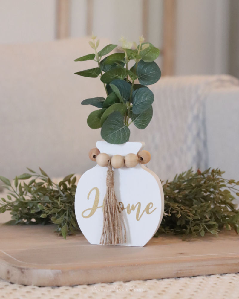Imitation Wood Vases With Greenery
