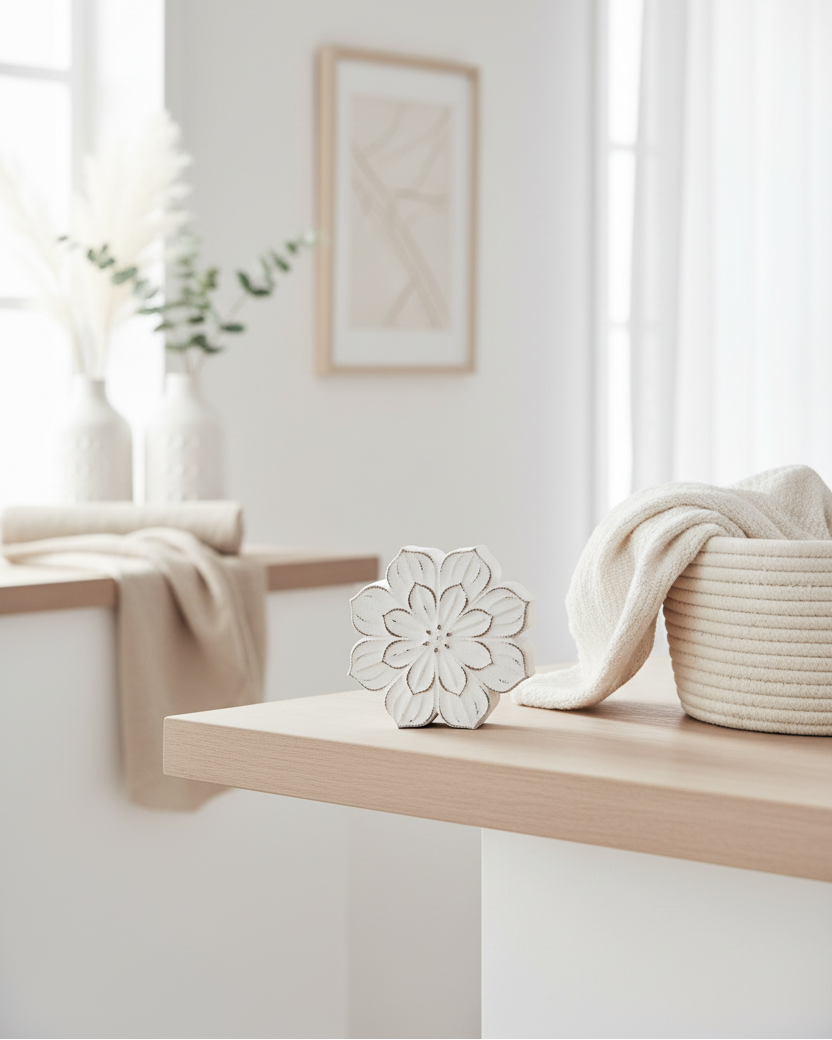 Distressed Wood Flower Block