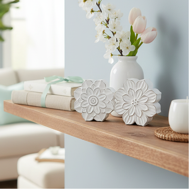 Distressed Wood Flower Block