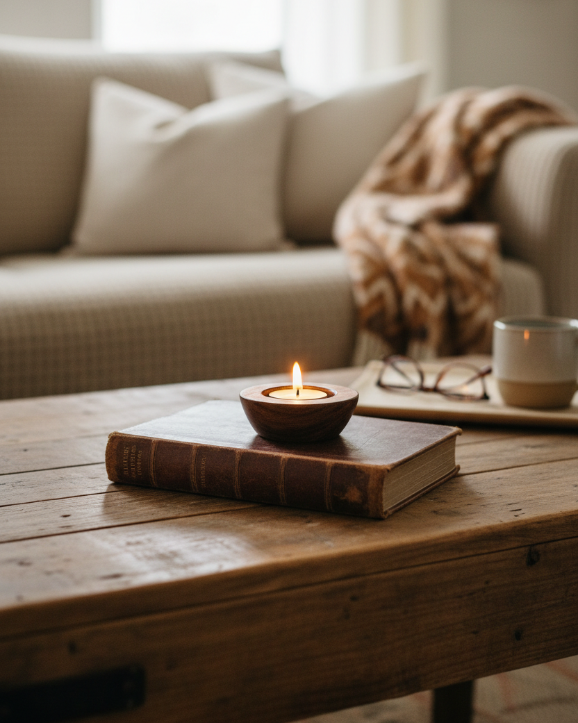 Dark Wood Votive Holder