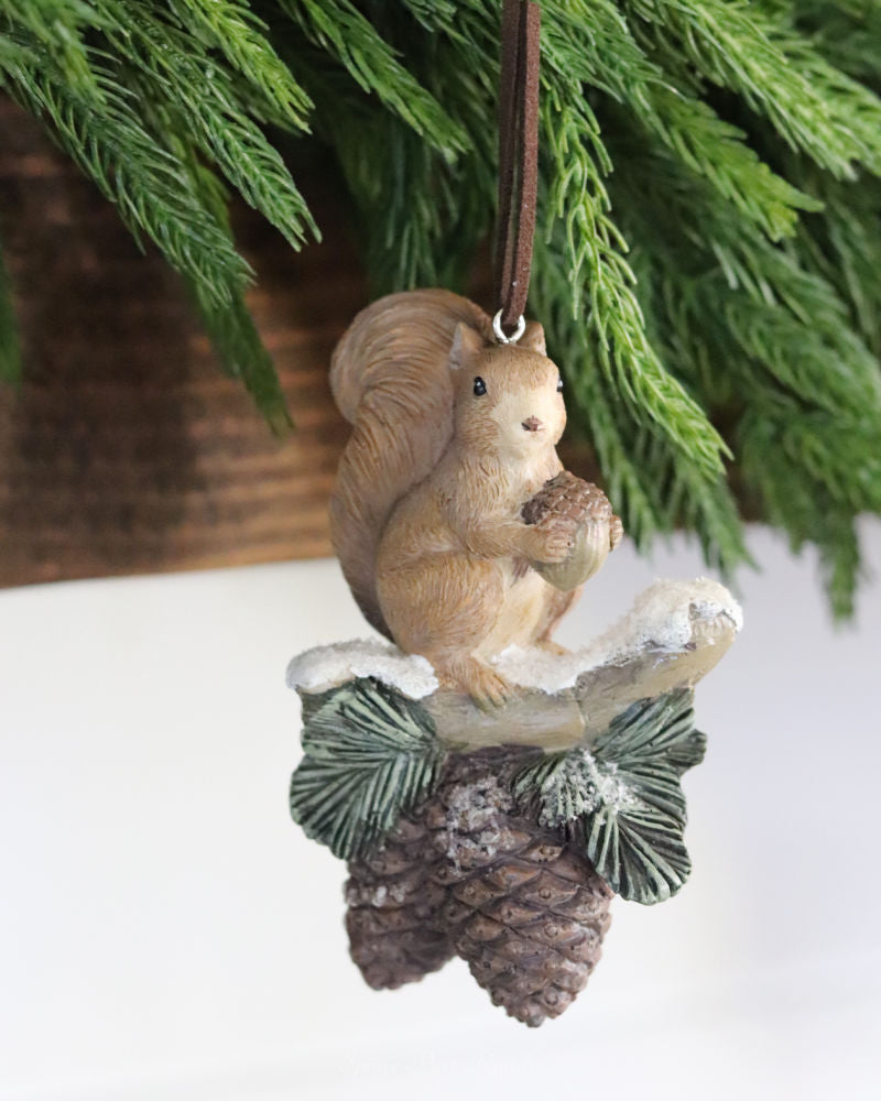 Woodland Fauna on Pinecone Ornament