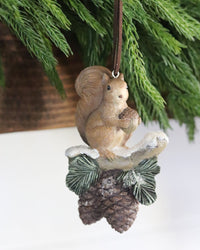 Woodland Fauna on Pinecone Ornament