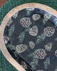 Woodland Pines Mango Wood Tray Black 15"