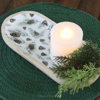 Woodland Pines Mango Wood Tray White 13"