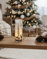 Lighted Woodland Nature Scene Cylinder